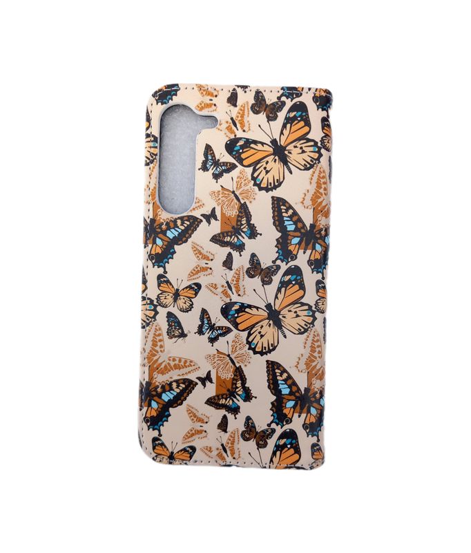 Samsung S23 Vlinder print  boekhoesje met kaarthouder en magnetische sluiting