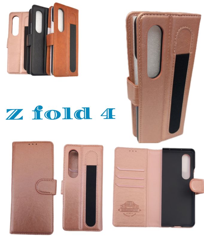 Samsung Z fold 4 -Rose goude Boek hoesje met kaarthouder en magnetische sluiting