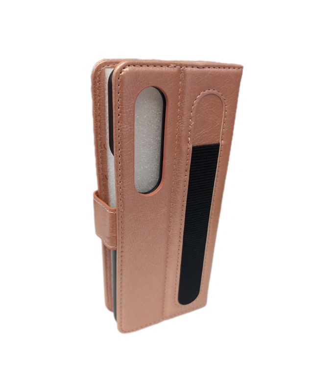 Samsung Z fold 4 -Rose goude Boek hoesje met kaarthouder en magnetische sluiting