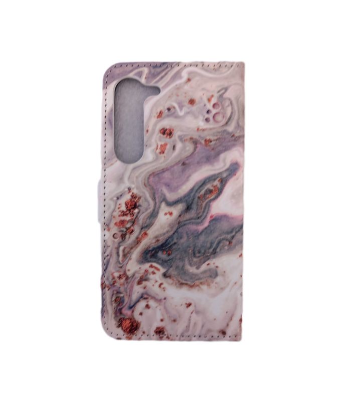 Samsung S23 Marmer print boekhoesje met kaarthouder en magnetische sluiting