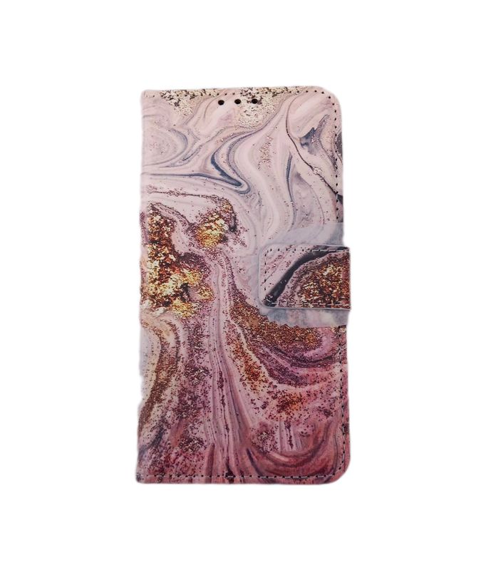 Samsung S23 Marmer print boekhoesje met kaarthouder en magnetische sluiting