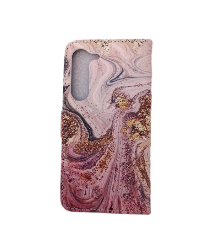 Samsung S23 Marmer print boekhoesje met kaarthouder en magnetische sluiting