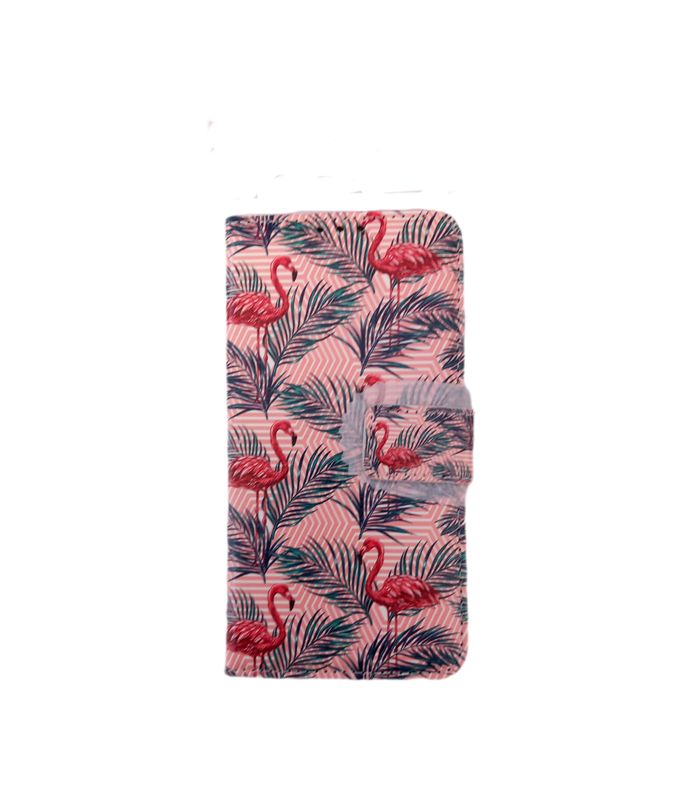 Samsung S23 Flamingo print boekhoesje met kaarthouder en magnetische sluiting