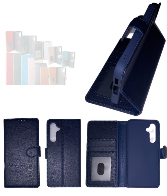 Samsung S23FE Blauwe Boek hoesje met kaarthouder en magnetische sluiting