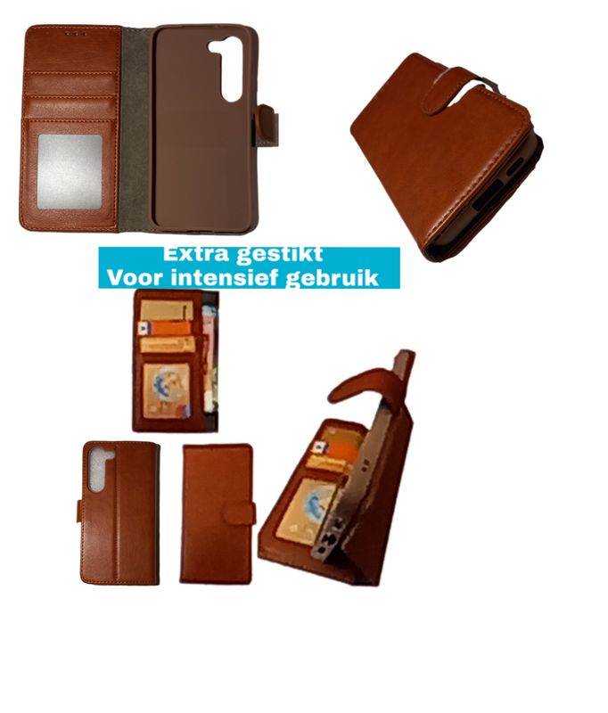 Samsung S23FE Bruine Boek hoesje met kaarthouder en magnetische sluiting
