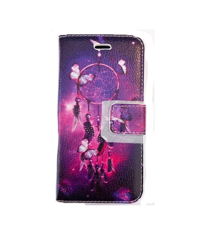 Iphone -7-8-Plus Dromenvanger print paarse Boek hoesje met kaarthouder en magnetische sluiting