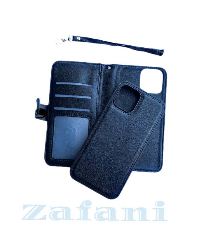 IPhone 12 pro max zwarte magnetische en afneembare boek hoesje