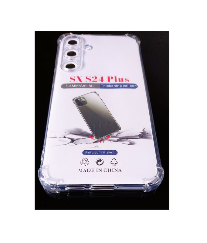 Samsung S24 Plus-Doorzichtige Anti shock hoesje met camera lens beschermer 1+1 Gratis