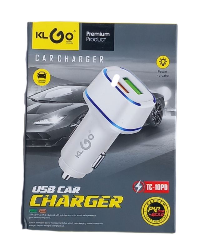 De dual port ​Snelle lader type C & USB mobiele telefoon autolader 20wat