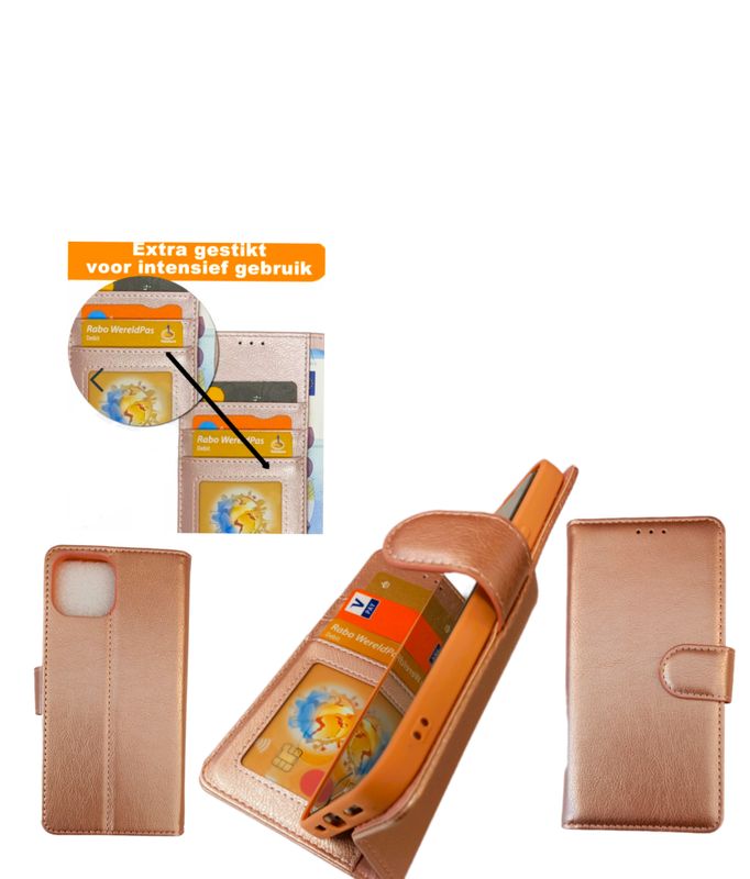 IPhone 12 pro max rose goude boek hoesje met kaarthouder en magnetische sluiting