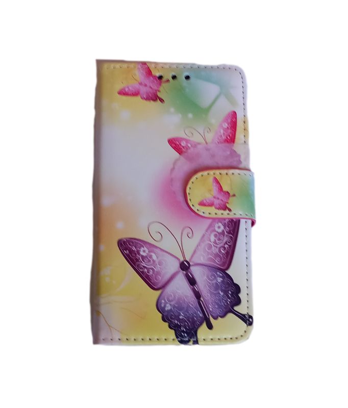 ​IPhone 13 mini Boek hoesje met kaarthouder en magnetische sluiting paarse vlinder Print