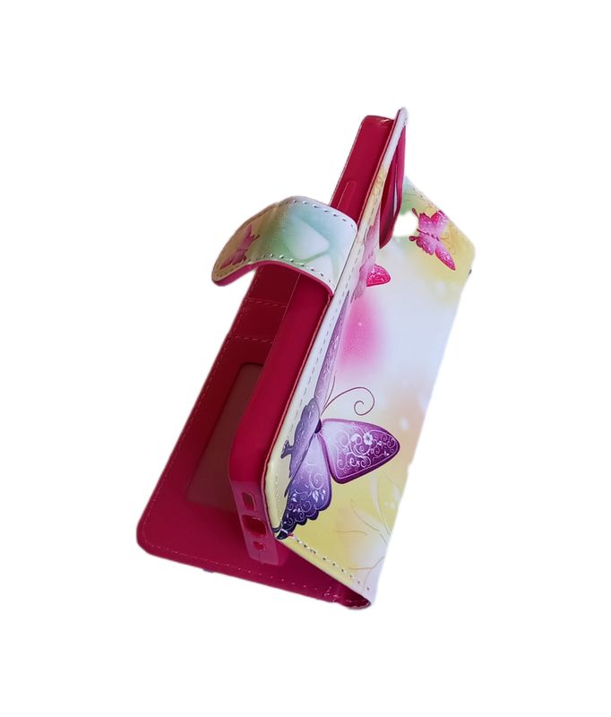 ​IPhone 13 mini Boek hoesje met kaarthouder en magnetische sluiting paarse vlinder Print