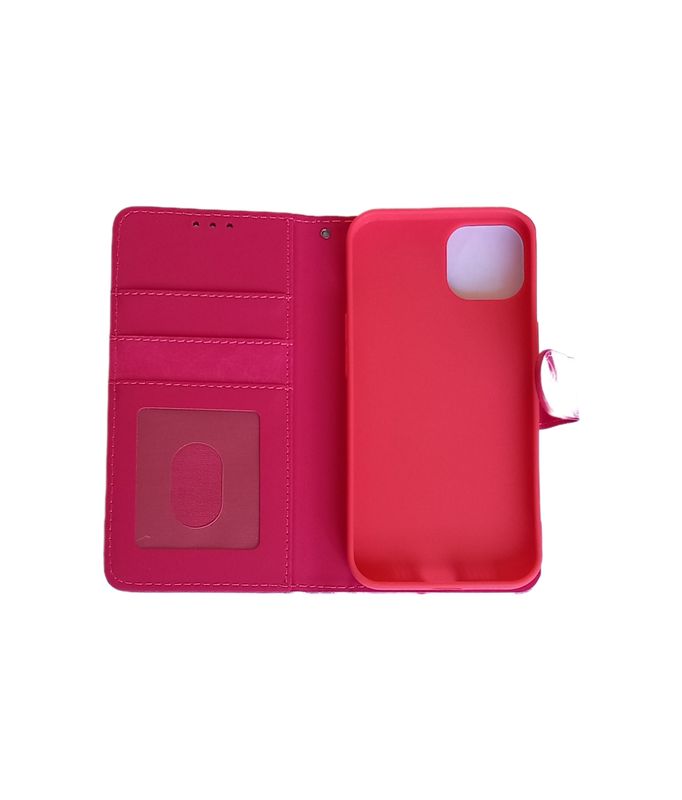 Iphone 13 bloemen roospatroon Boek hoesje met kaarthouder en magnetische sluiting