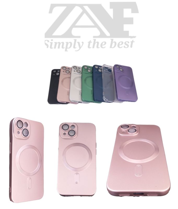 IPhone 14 rose goude  siliconen hoesje met Magsafe  en camera lensbeschermer