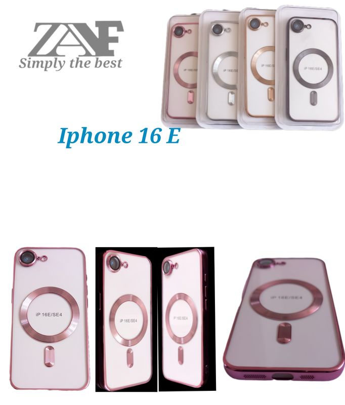 IPhone 16E -Rose goude Magsafe hoesje met camera lensbeschermer