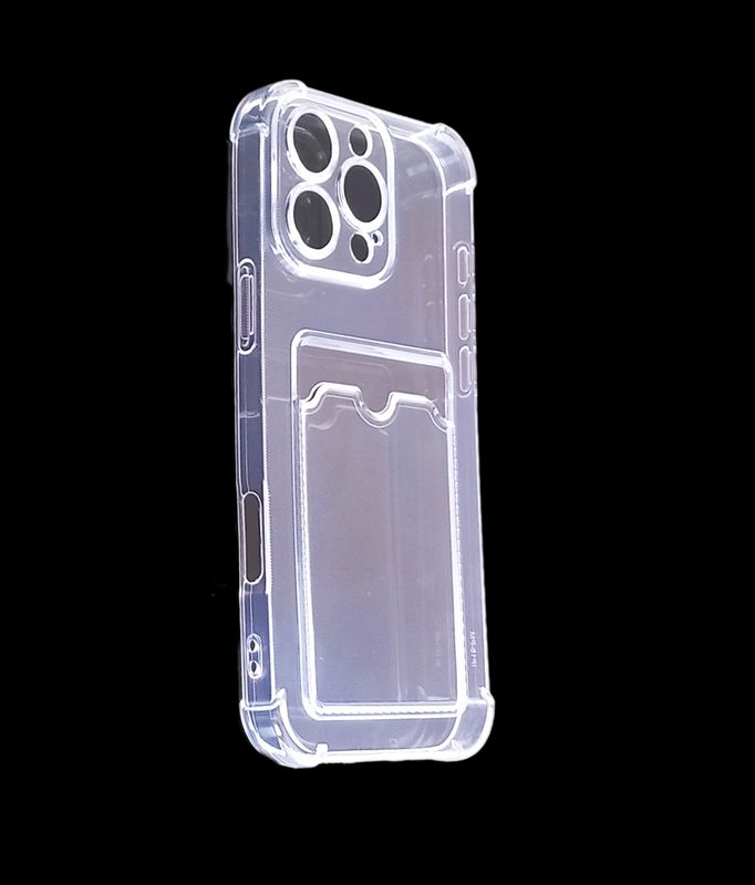 Iphone 16 Pro Max doorzichtige  schokbestendige  en kaarthouderhoes met camera lensbeschermer