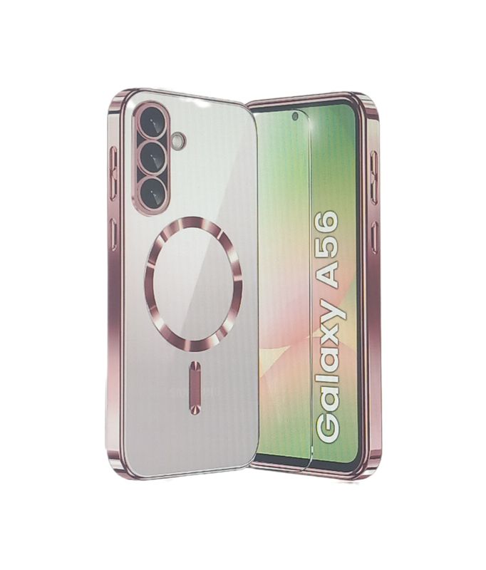 Samsung A56-Rose goude MagSafe hoesje met camera lensbeschermer