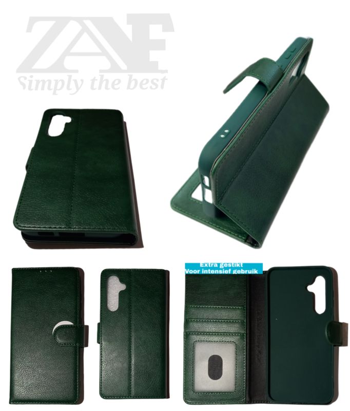 Samsung A56 Donker groene Boek hoesje met kaarthouder en magnetische sluiting