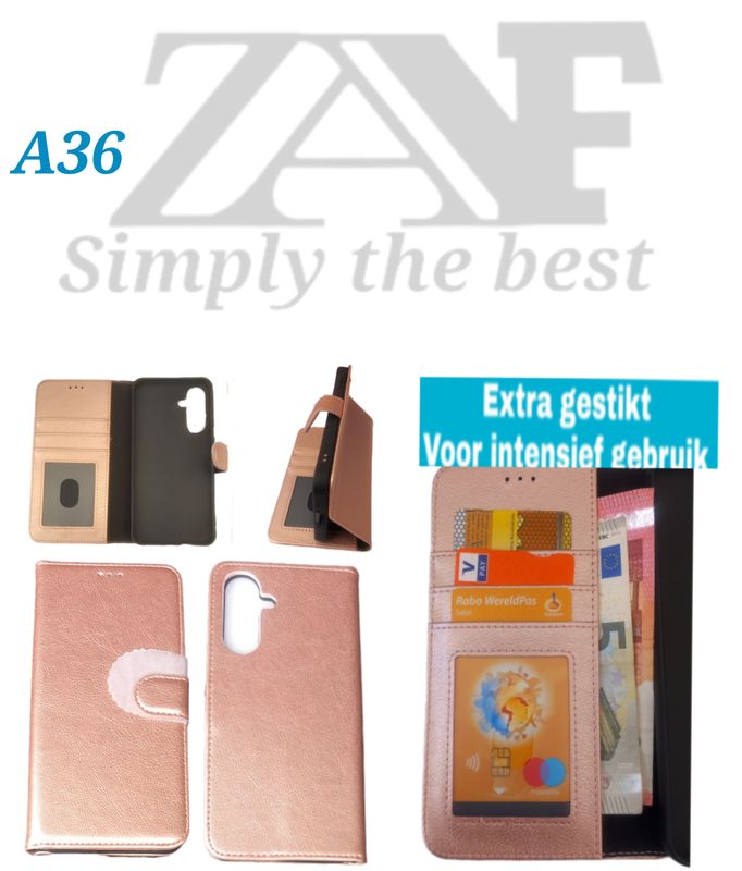 Samsung A36 Rose goude Boek hoesje met kaarthouder en magnetische sluiting