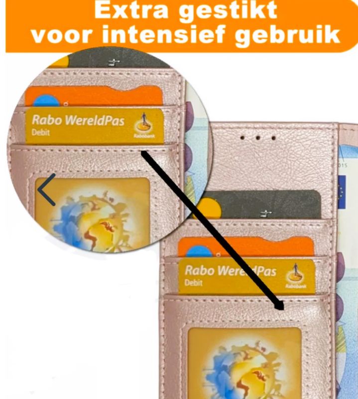 Samsung A36 Rose goude Boek hoesje met kaarthouder en magnetische sluiting