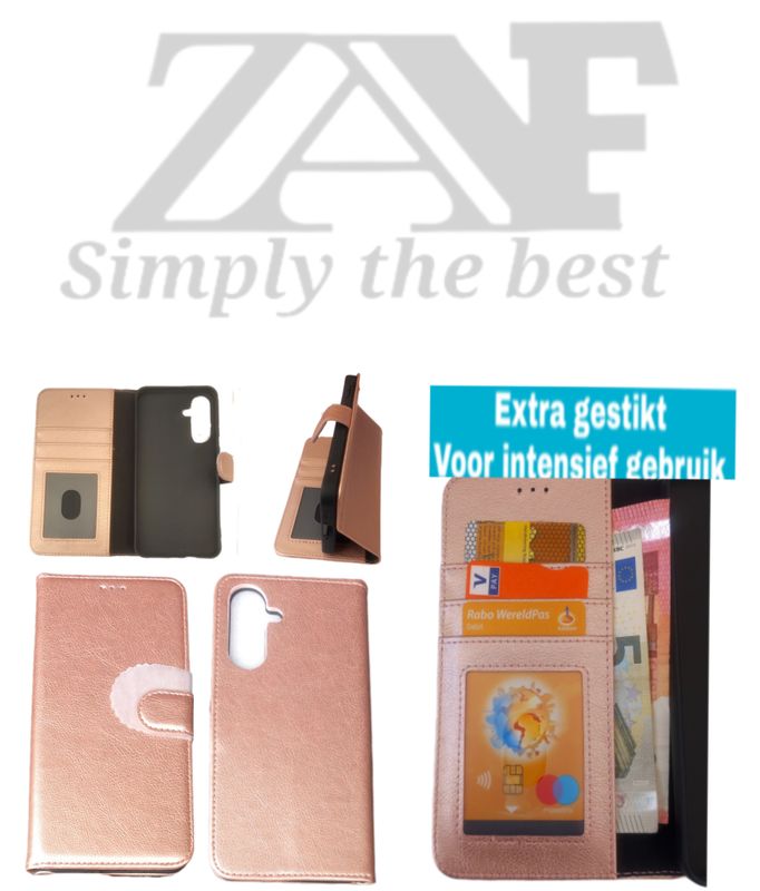 Samsung A-54-Rose goude  Boek hoesje met kaarthouder en magnetische sluiting