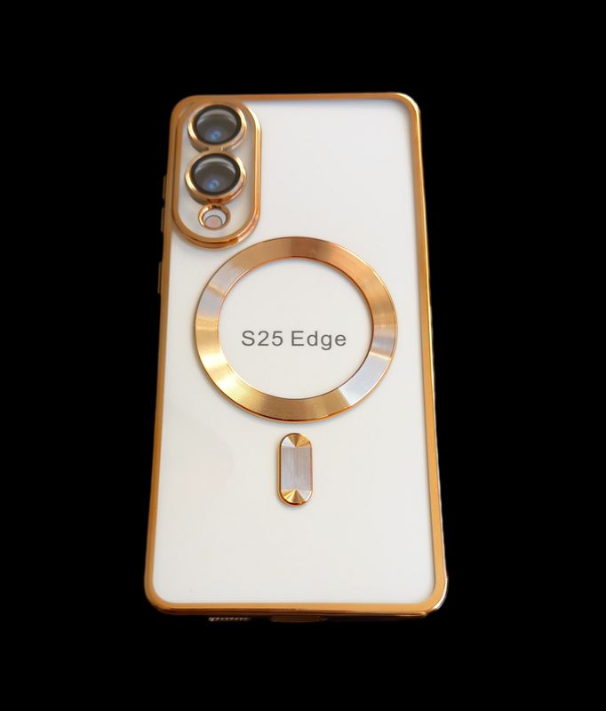 Samsung S25 Edge Goude Magsafe hoesje met camera lensbeschermer