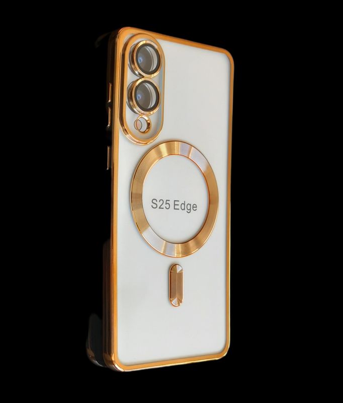 Samsung S25 Edge Goude Magsafe hoesje met camera lensbeschermer