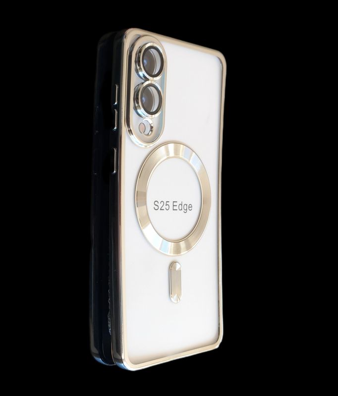 Samsung S25 Edge Zilver  Magsafe hoesje met camera lensbeschermer
