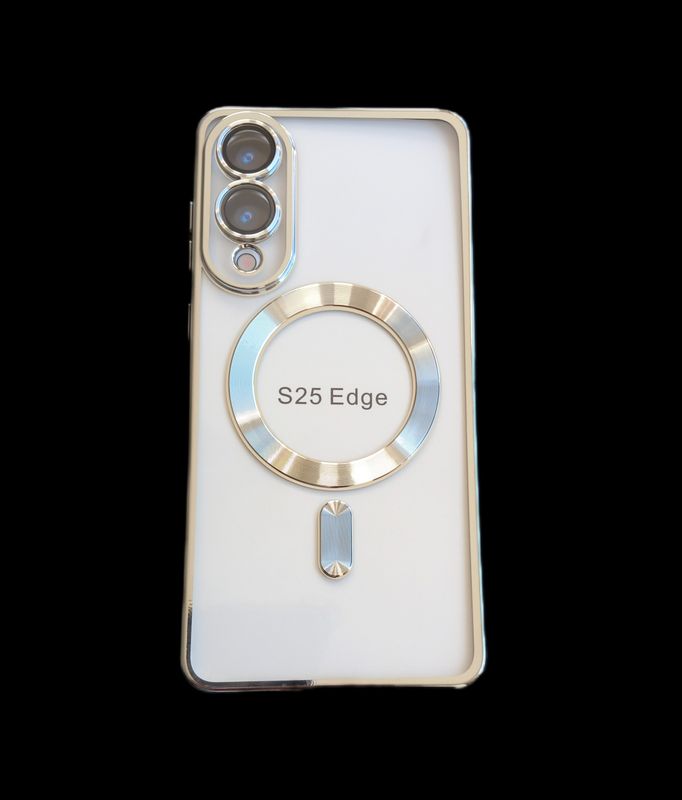 Samsung S25 Edge Zilver  Magsafe hoesje met camera lensbeschermer