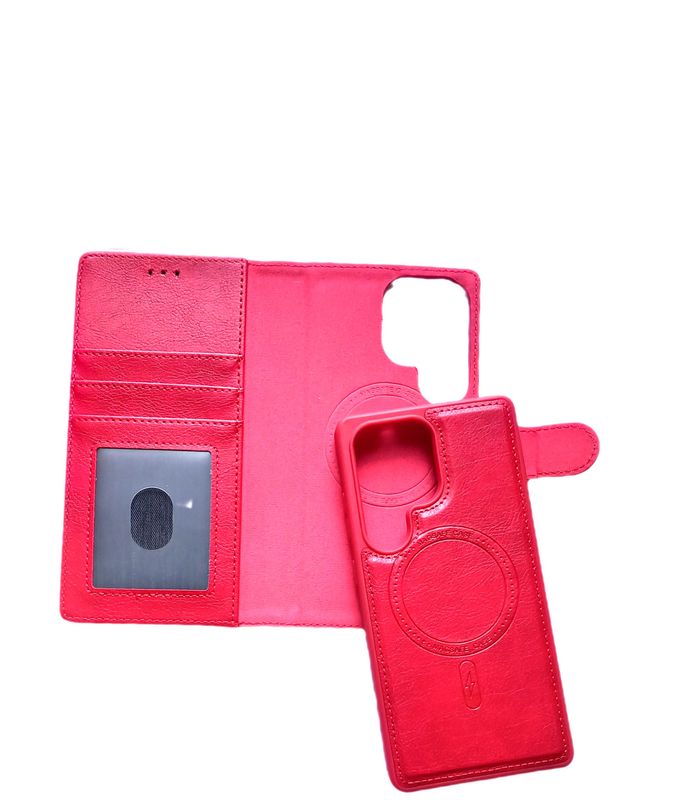 Samsung S25 Ultra Rode magnetische en afneembare boek hoesje geschikt voor magsafe (2 in1)