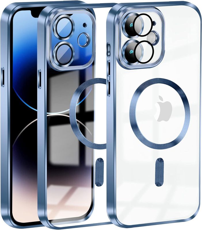 IPhone 11-Blauwe Magsafe hoesje met camera lensbeschermer