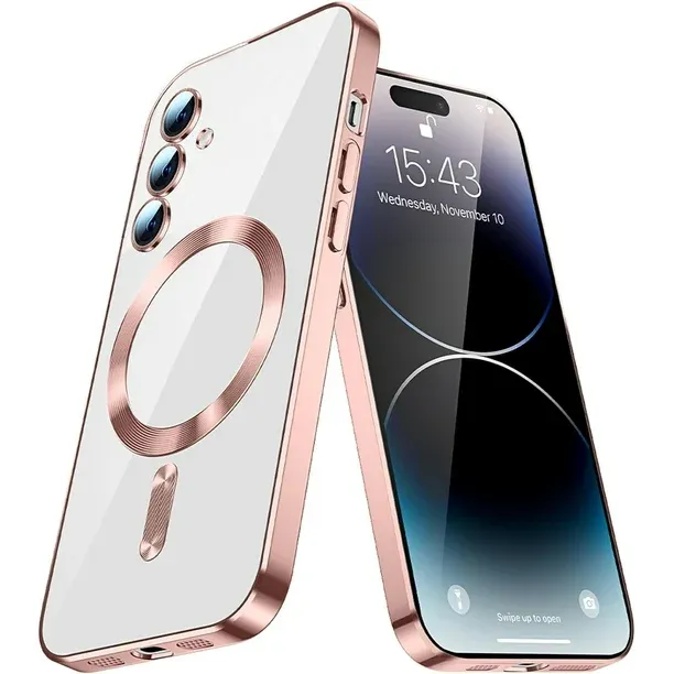 S24 Fe-Rose goud Magsafe hoesje met camera bescherming