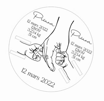 Disque bracelet de naissance jumeaux