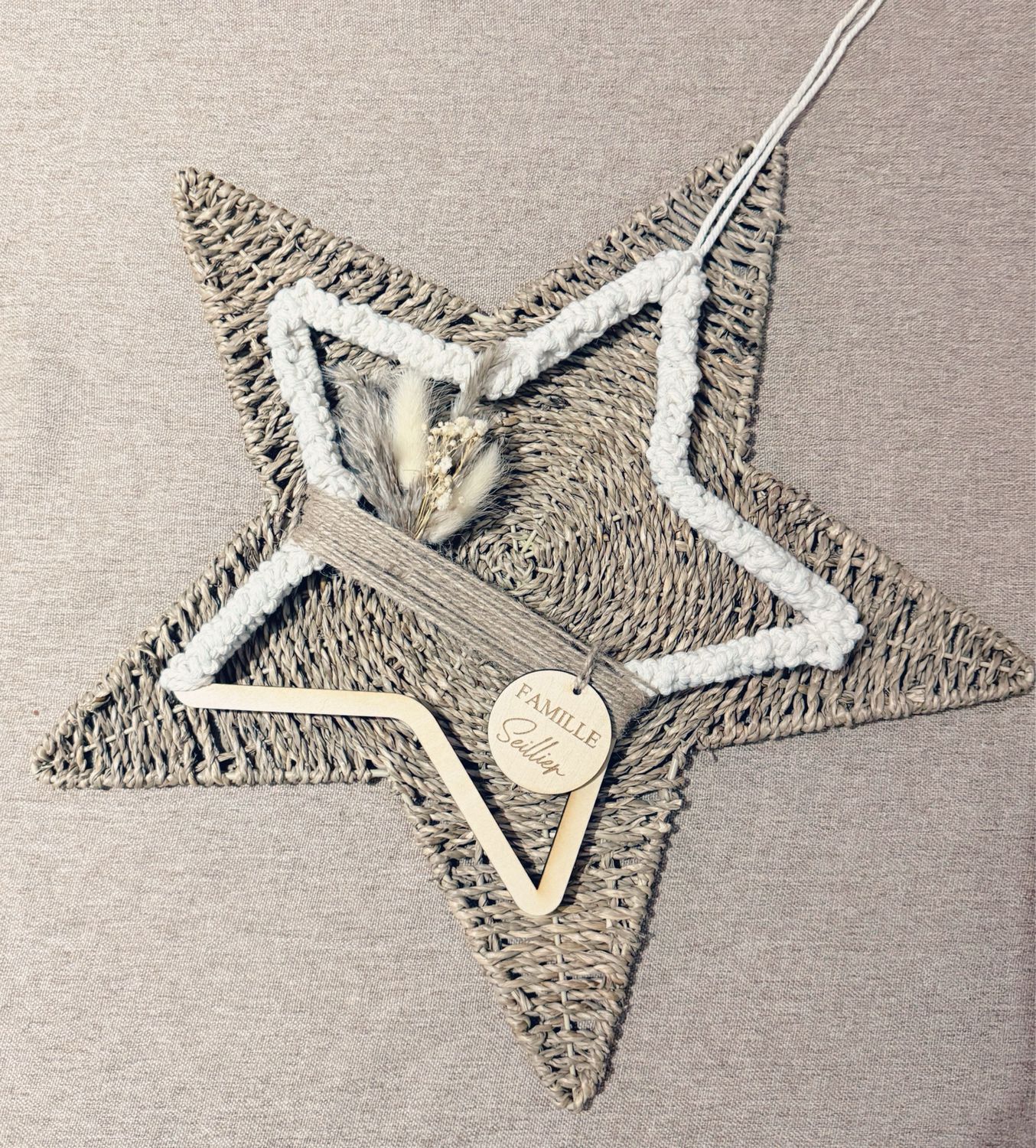 Étoile bois&amp;macramé