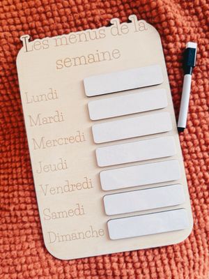 Les menus de la semaine tableau organisation