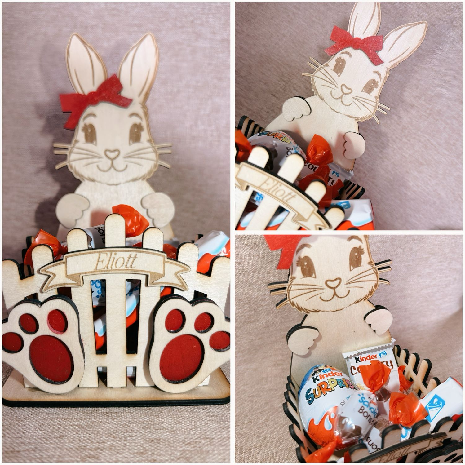 Panier lapin personnalisé en bois
