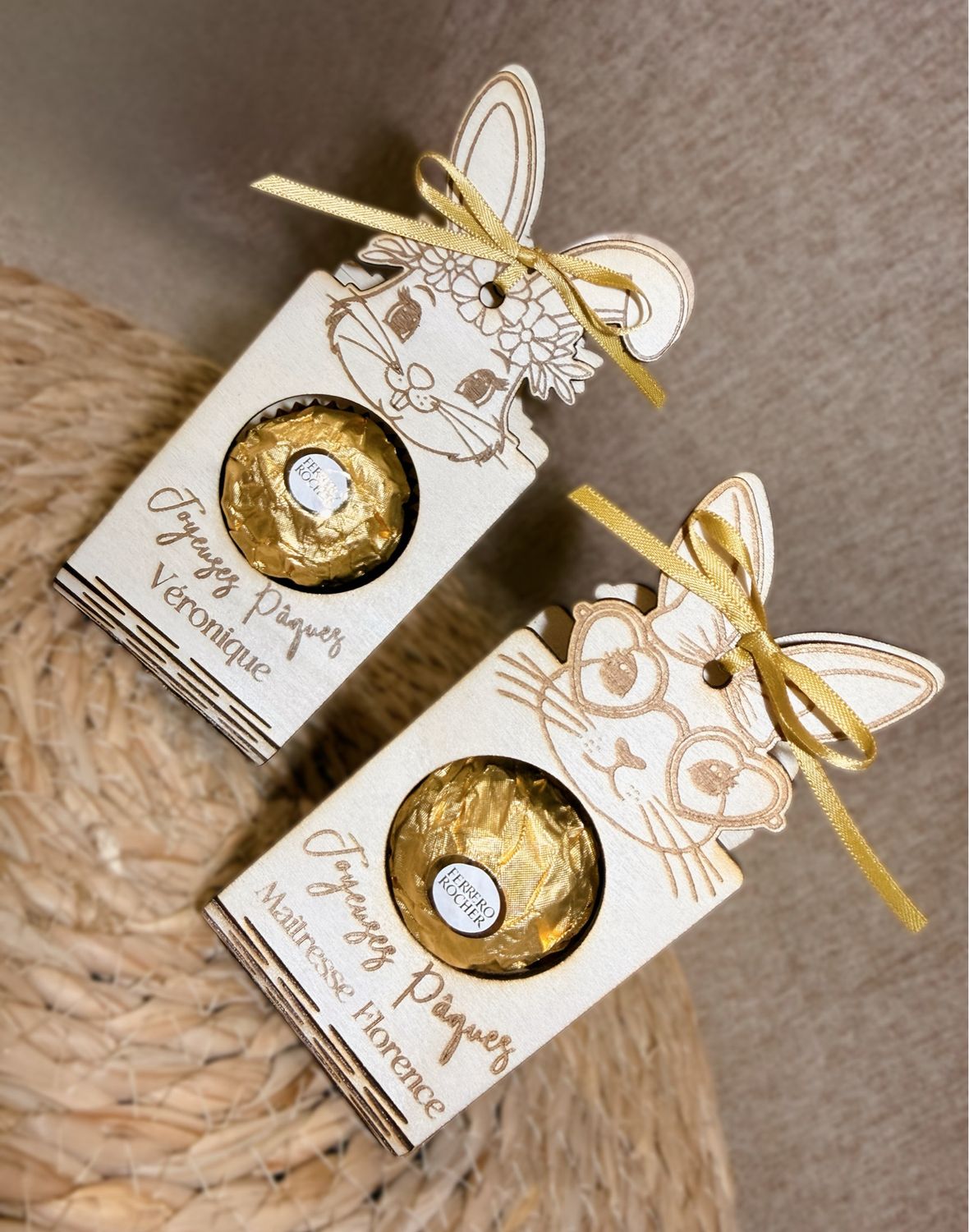Support lapin personnalisé avec son chocolat