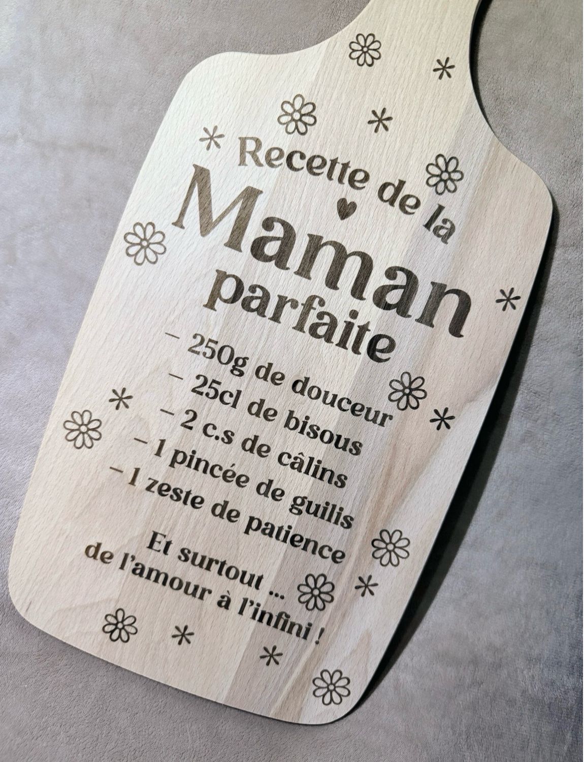 Planche à découper «recette de la maman parfaite»
