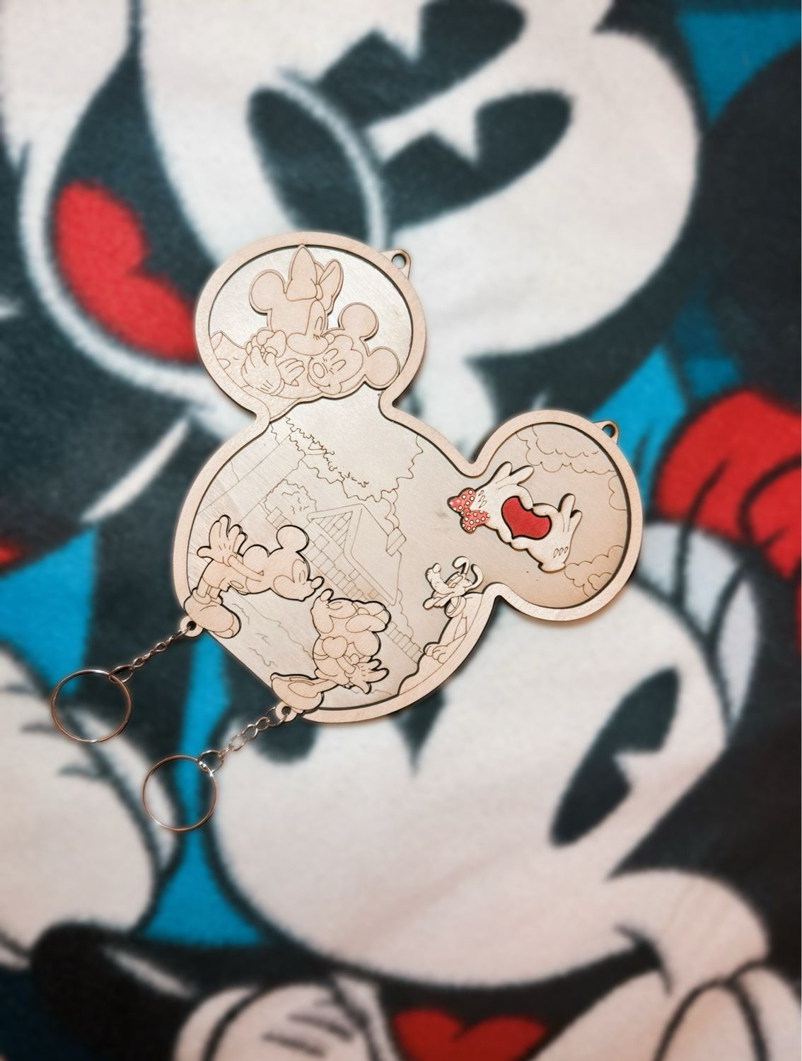 Porte clé puzzle en bois duo