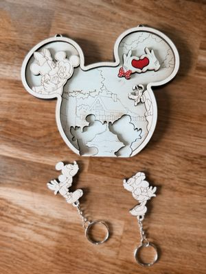 Porte clé puzzle en bois duo