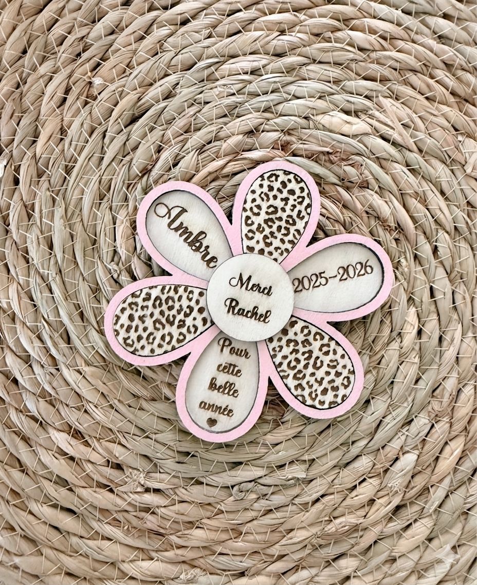 Magnet Fleur léopard Personnalisé "Souvenir d'Année"