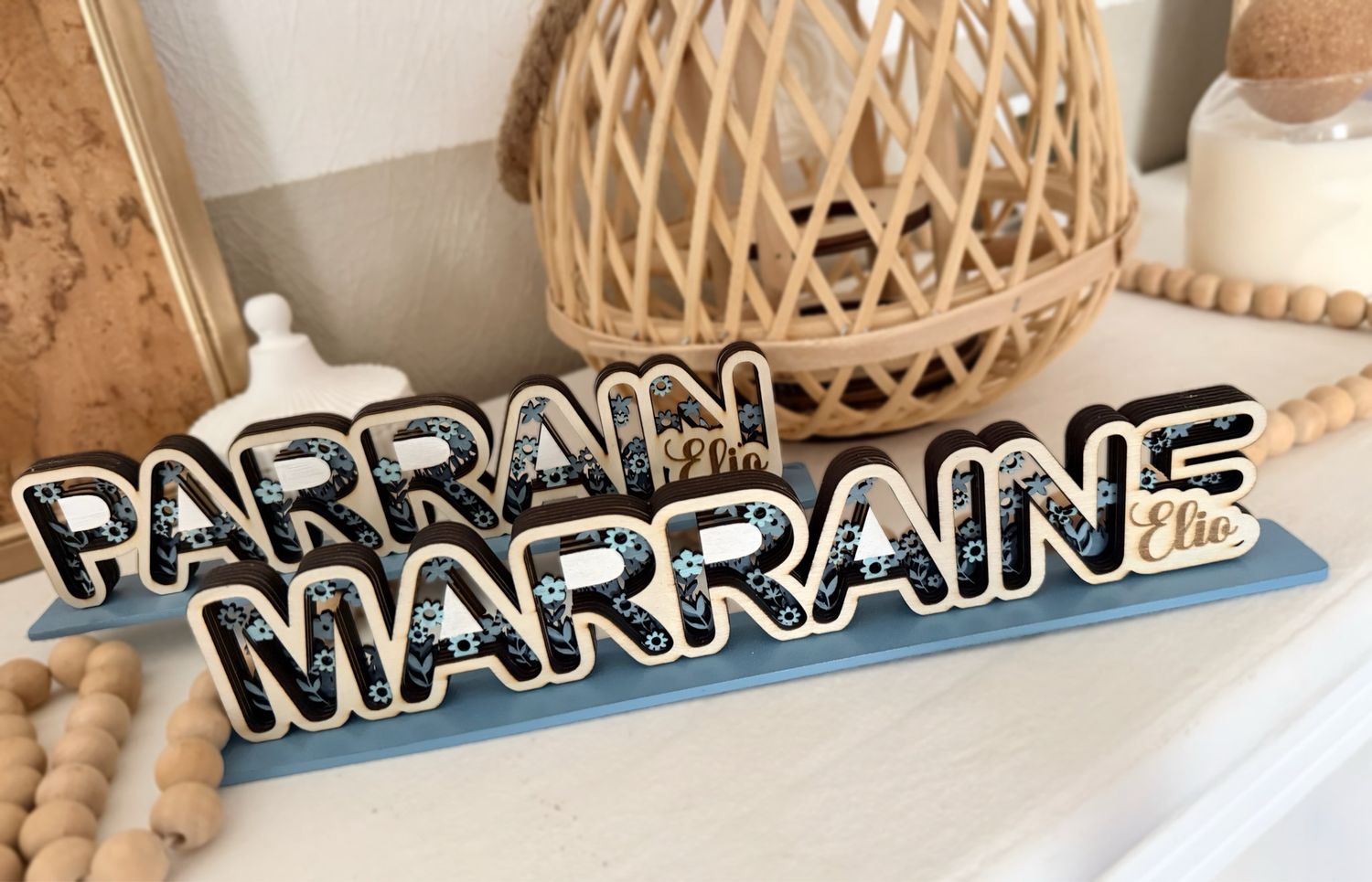 Support décoratif parrain/marraine personnalisable