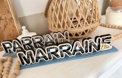 Support décoratif parrain/marraine personnalisable