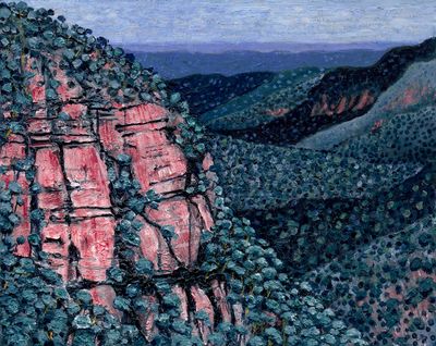 Australian Blue Mountains NSW beautiful hazy deep forests and red cliffs iconic landscape fine art print