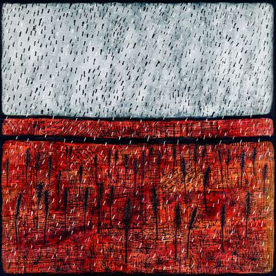 Australia Red Centre contemporary desert landscape rain bold red black and white