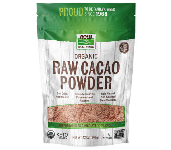 NOW CACAO POWDER 12OZ RAW &amp; ORGANIC