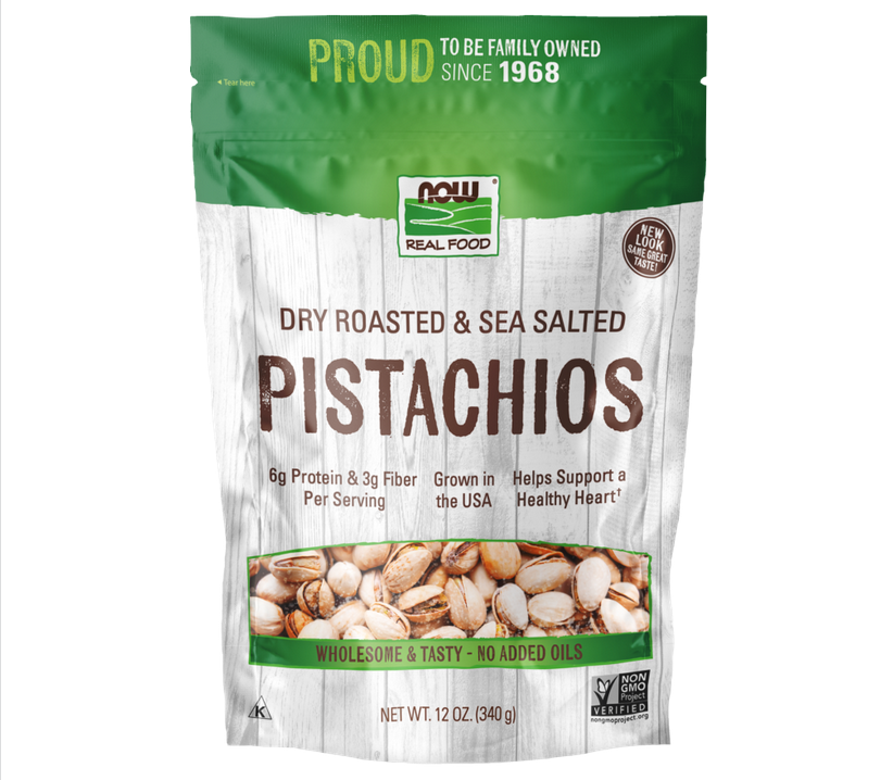 NOW PISTACHIOS 12OZ ROASTED &amp; SALTED