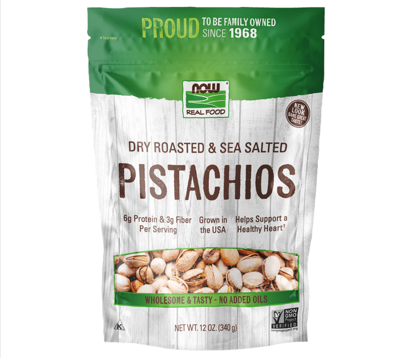 NOW PISTACHIOS 12OZ ROASTED &amp; SALTED