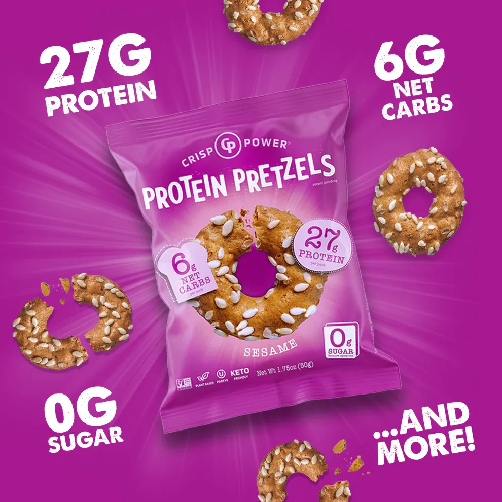 CRISP POWER PROTEIN PRETZELS SESAME