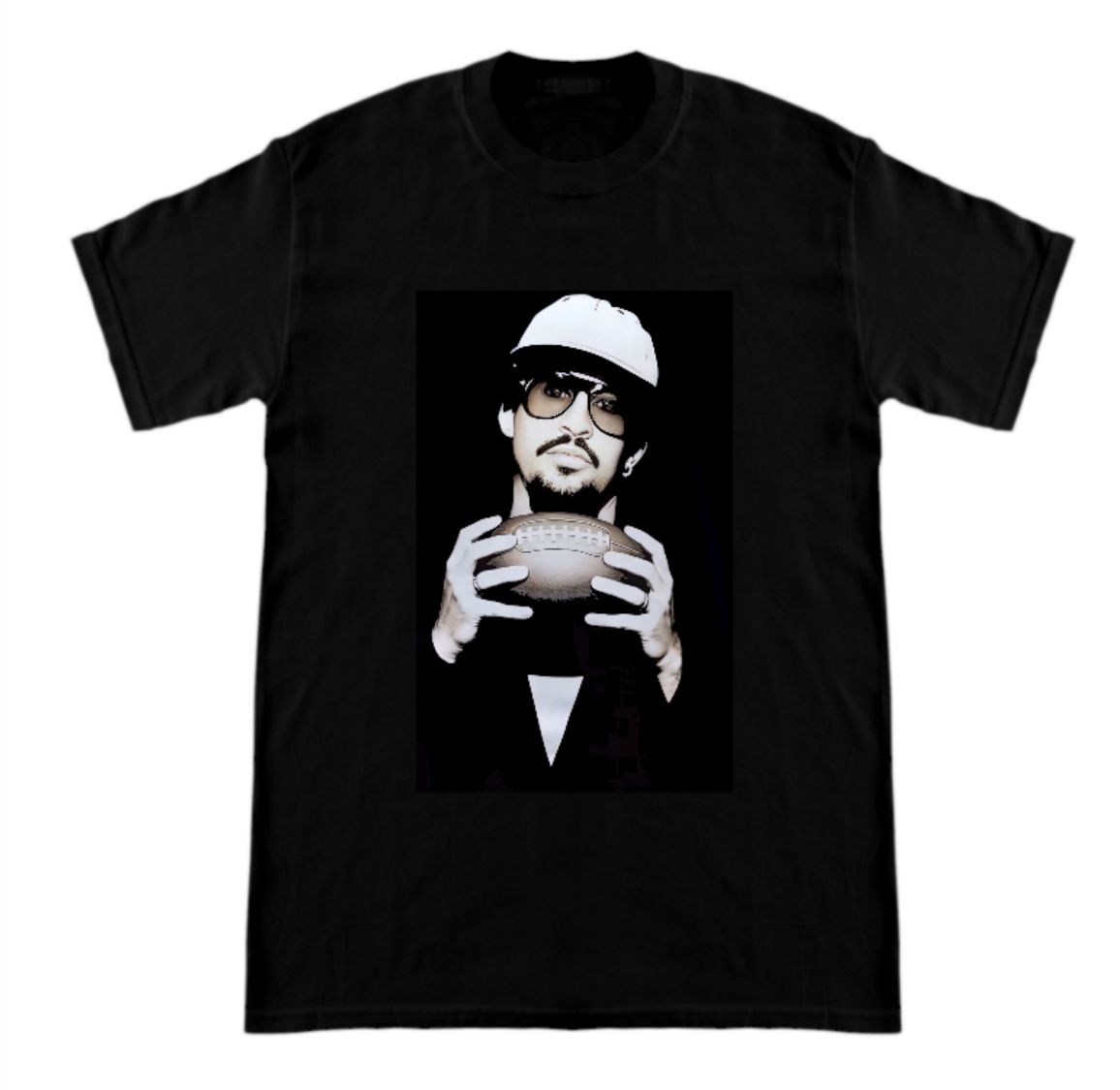 BAD BUNNY HOLDING FOOTBALL T-SHIRT